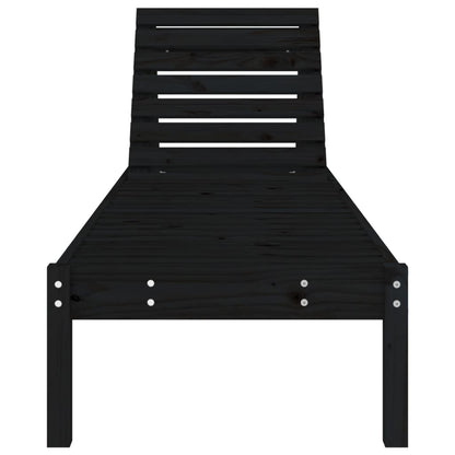 Sillas largas 2 pcs negros 199.5x60x74 cm de madera de pino sólido