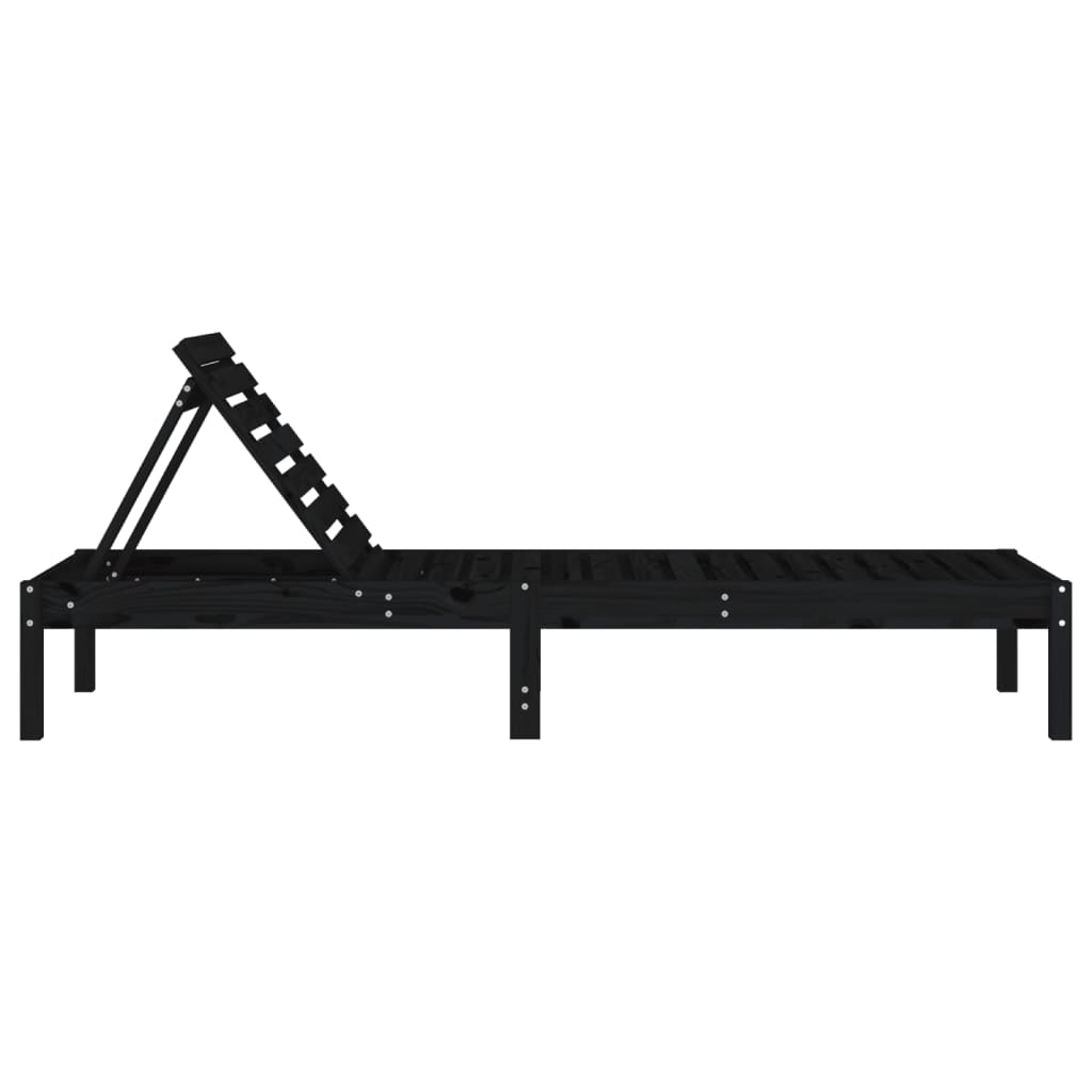 Sillas largas 2 pcs negros 199.5x60x74 cm de madera de pino sólido