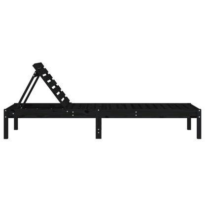 Sillas largas 2 pcs negros 199.5x60x74 cm de madera de pino sólido