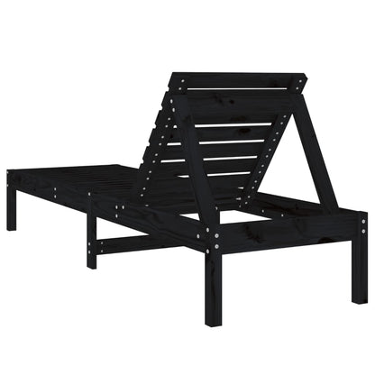 Sillas largas 2 pcs negros 199.5x60x74 cm de madera de pino sólido