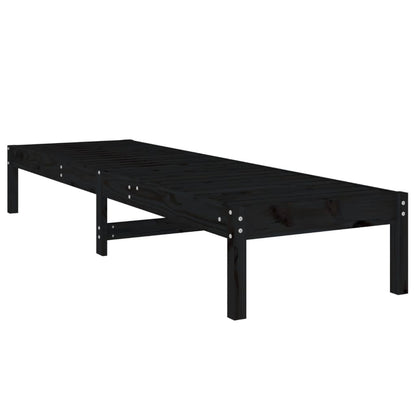 Sillas largas 2 pcs negros 199.5x60x74 cm de madera de pino sólido