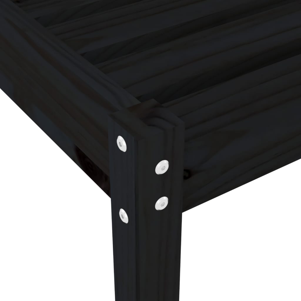 Sillas largas 2 pcs negros 199.5x60x74 cm de madera de pino sólido