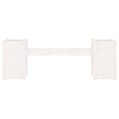 Bench with white planters 180x36x63 cm solid pine wood