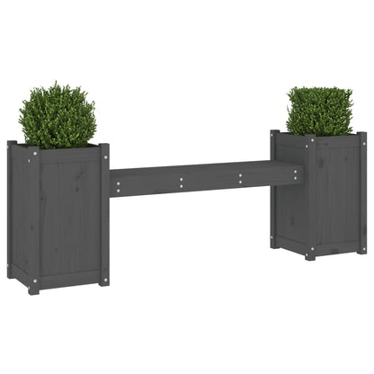 Bench with gray planters 180x36x63 cm solid pine wood