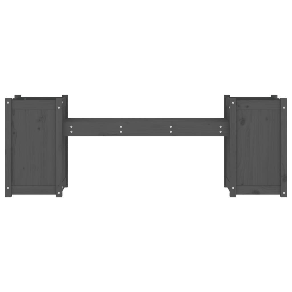 Bench with gray planters 180x36x63 cm solid pine wood