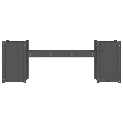 Bench with gray planters 180x36x63 cm solid pine wood
