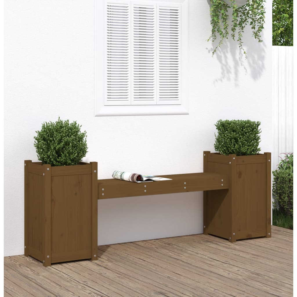 Banc with brown honeymoon solid pine wood