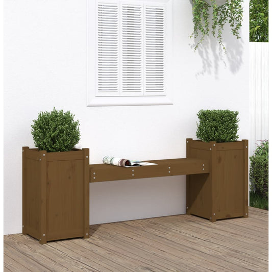 Banc with brown honeymoon solid pine wood