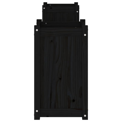 Bench with black planters 180x36x63 cm solid pine wood