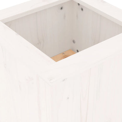 Bench with white planters 184.5x39.5x56.5 cm solid pine wood