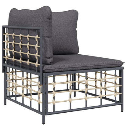 4 pcs garden furniture with braided resin anthracite cushions