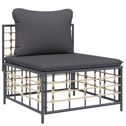 4 pcs garden furniture with braided resin anthracite cushions