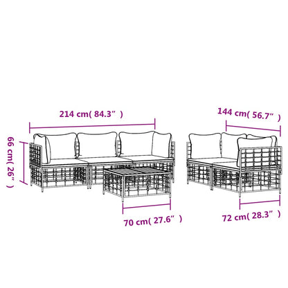 6 pcs garden furniture with braided resin anthracite cushions