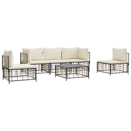 6 pcs garden furniture with braided resin anthracite cushions