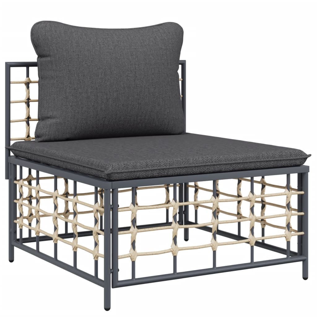 6 pcs garden furniture with braided resin anthracite cushions