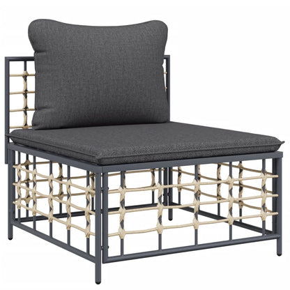 6 pcs garden furniture with braided resin anthracite cushions