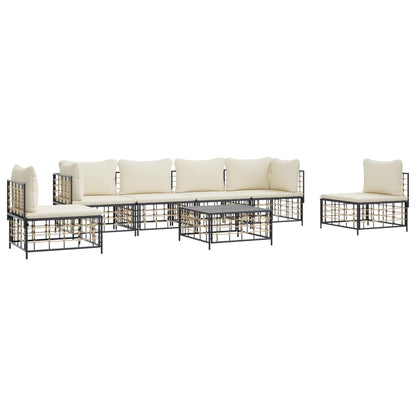 7 pcs garden furniture with braided resin anthracite cushions