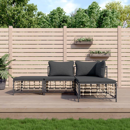 4 PCS Móveis de jardim com almofadas de antracite de resina trançada