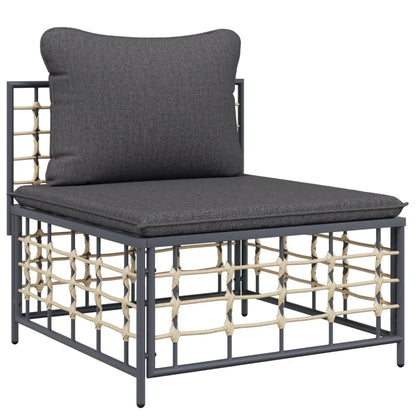 6 pcs garden furniture with braided resin anthracite cushions