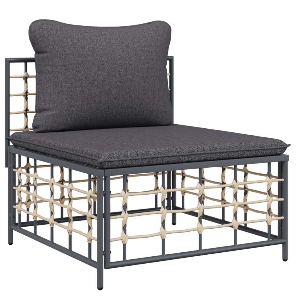 6 pcs garden furniture with braided resin anthracite cushions
