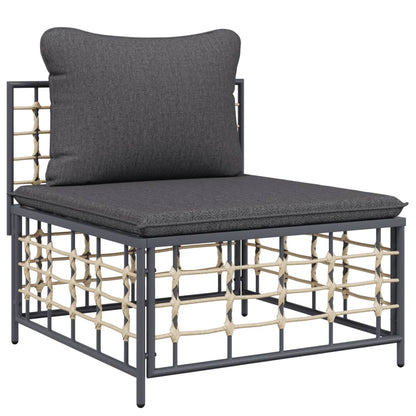 6 pcs garden furniture with braided resin anthracite cushions