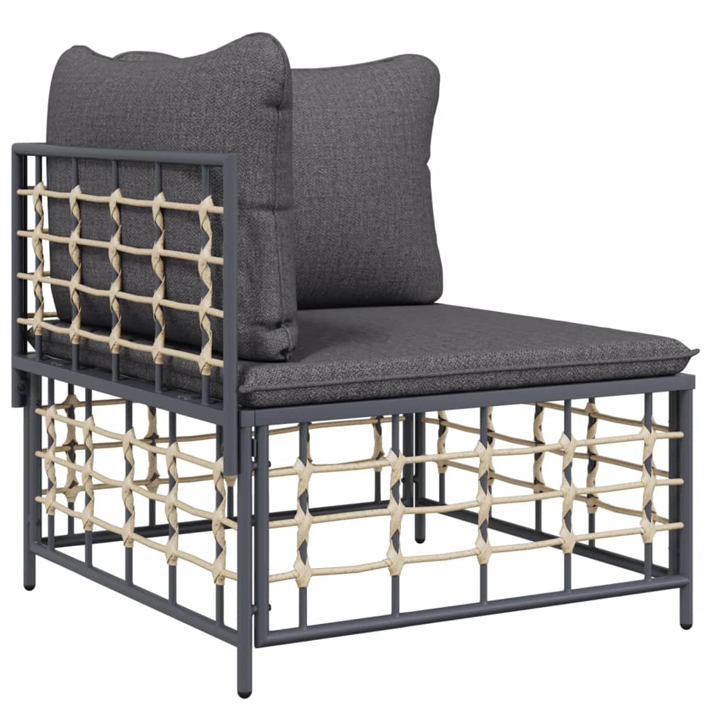 6 pcs garden furniture with braided resin anthracite cushions