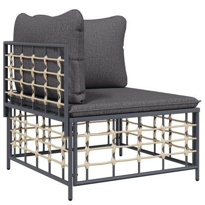 6 pcs garden furniture with braided resin anthracite cushions