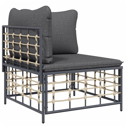 8 pcs garden furniture with braided resin anthracite cushions