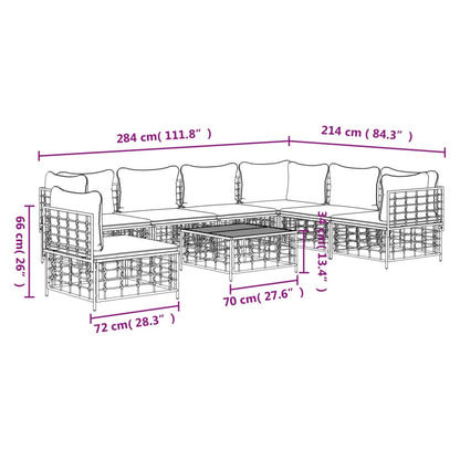 8 pcs garden furniture with braided resin anthracite cushions