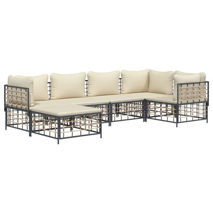 6 pcs garden furniture with braided resin anthracite cushions