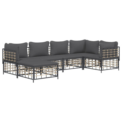 6 pcs garden furniture with braided resin anthracite cushions