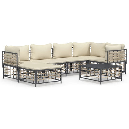7 pcs garden furniture with braided resin anthracite cushions