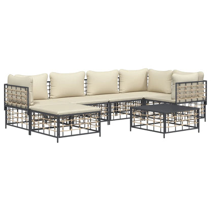 7 pcs garden furniture with braided resin anthracite cushions