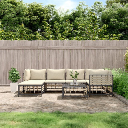 7 pcs garden furniture with braided resin anthracite cushions