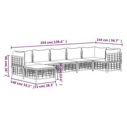 Salon de jardin 7 pcs avec coussins anthracite résine tressée