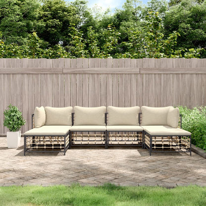 6 pcs garden furniture with braided resin anthracite cushions