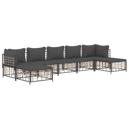 7 pcs garden furniture with braided resin anthracite cushions