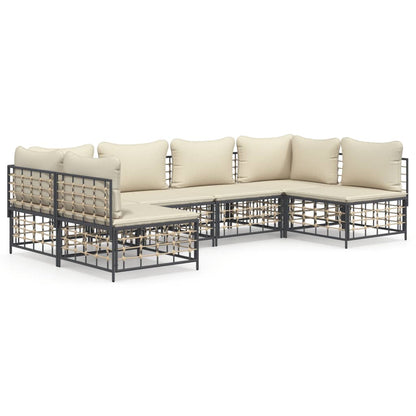 6 pcs garden furniture with braided resin anthracite cushions