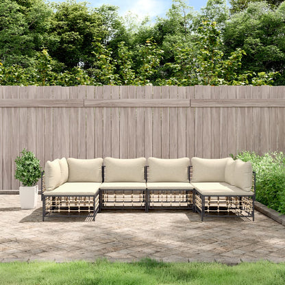 6 pcs garden furniture with braided resin anthracite cushions
