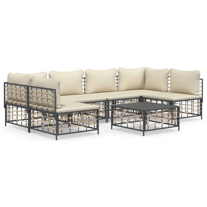 7 pcs garden furniture with braided resin anthracite cushions