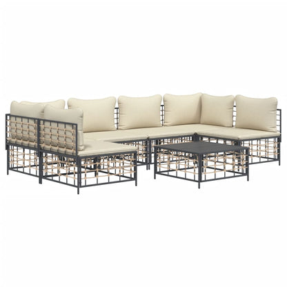 7 pcs garden furniture with braided resin anthracite cushions