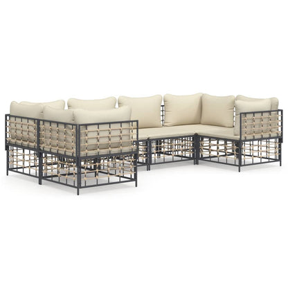 6 pcs garden furniture with braided resin anthracite cushions
