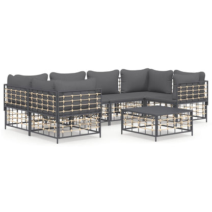 7 pcs garden furniture with braided resin anthracite cushions