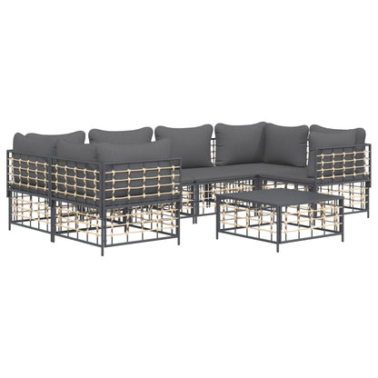 7 pcs garden furniture with braided resin anthracite cushions