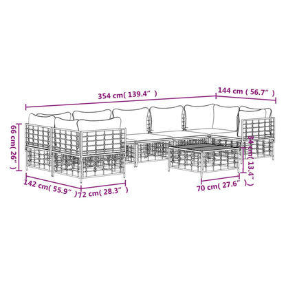 Salon de jardin 8 pcs avec coussins anthracite résine tressée
