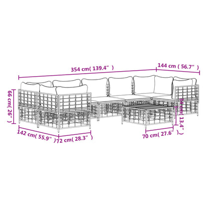 Salon de jardin 8 pcs avec coussins anthracite résine tressée