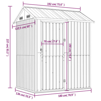 Clear Brown Garden Shed 192x152.5x237 cm de acero galvanizado