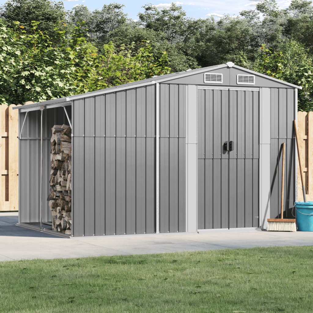 Cobertizo de jardín gris 277x192,5x179 cm de acero galvanizado