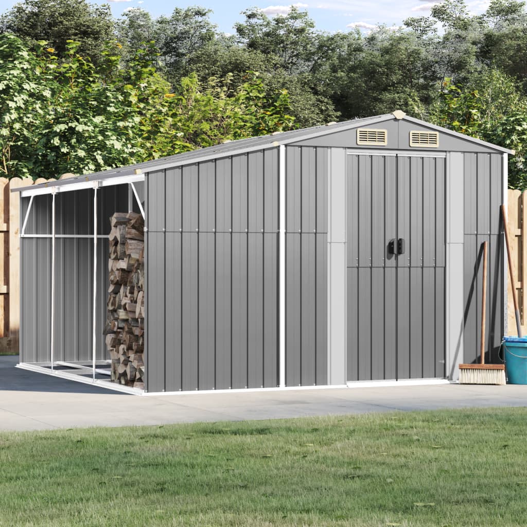 Cobertizo de jardín gris 277x279x179 cm de acero galvanizado