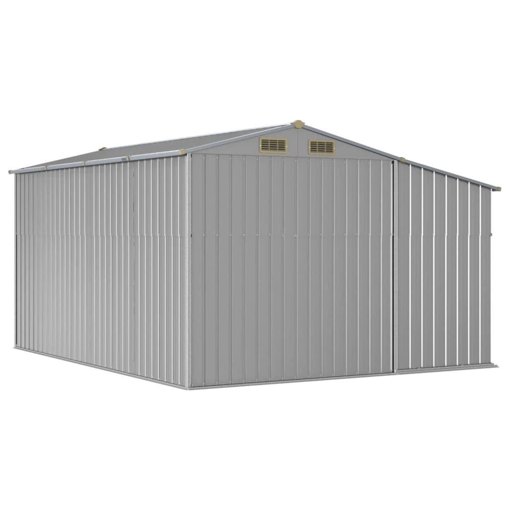 Cobertizo de jardín gris 277x365.5x179 cm de acero galvanizado